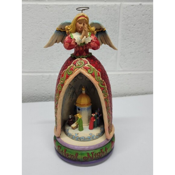Jim Shore Silent Night rotating Music Box Angel w/ Nativity - Picture 4 of 14